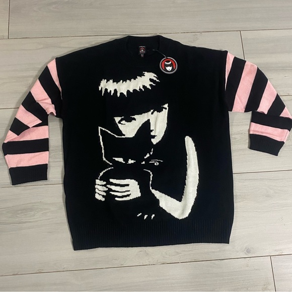 Dolls Kill Sweaters - Dolls Kill x Emily The Strange | Brooding Besties Knit Sweater